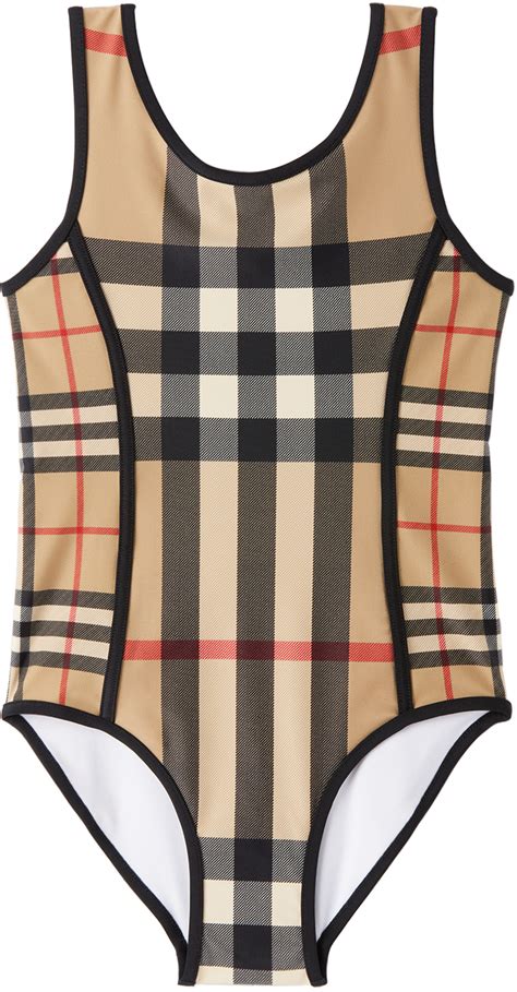 burberry plaid swimsuit|Check Swimsuit in Sand .